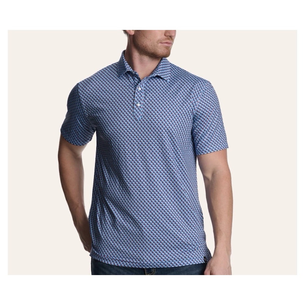 New Rafter C Polo Shirt Mens XXL Blue Texas Print Pearl Snap Western Performance